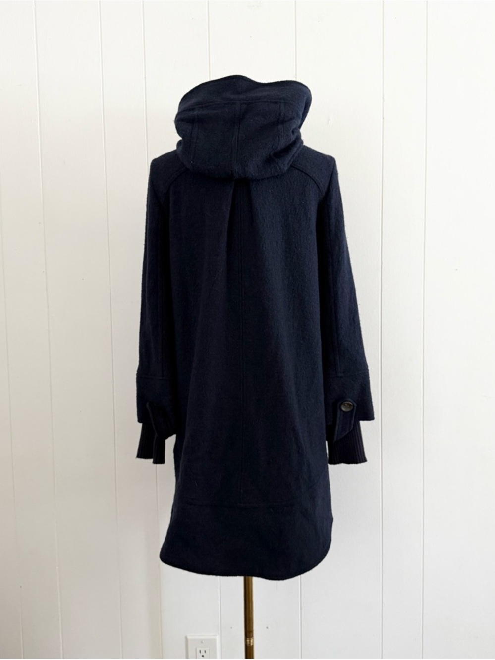 Free People Boiled Wool Rope Toggle Hooded Coat XS Dark Blue Vintage Military - Picture 4 of 8